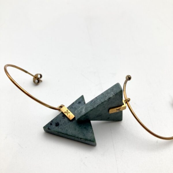 green marble triangle hoop earrings-mycenea