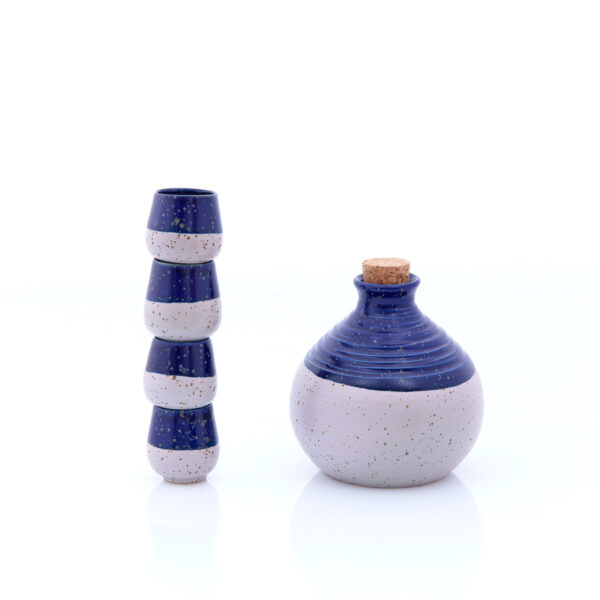 ceramic carafe set in dark blue shade