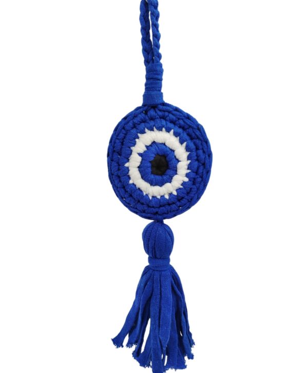 "lucky eye" handmade round knitted dark blue