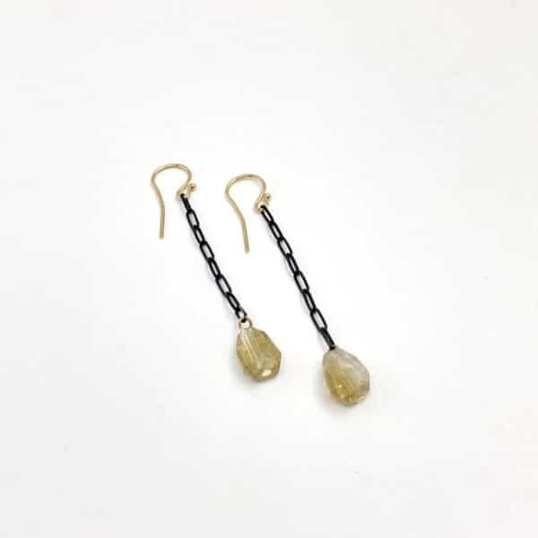 long earrings with quartz stones