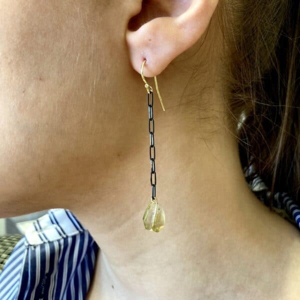long earrings with quartz stones