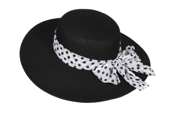 sun hat with polk dot ribbon