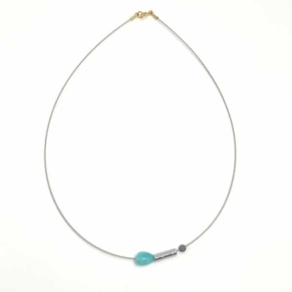 turquoise paste necklace, onyx & hematite