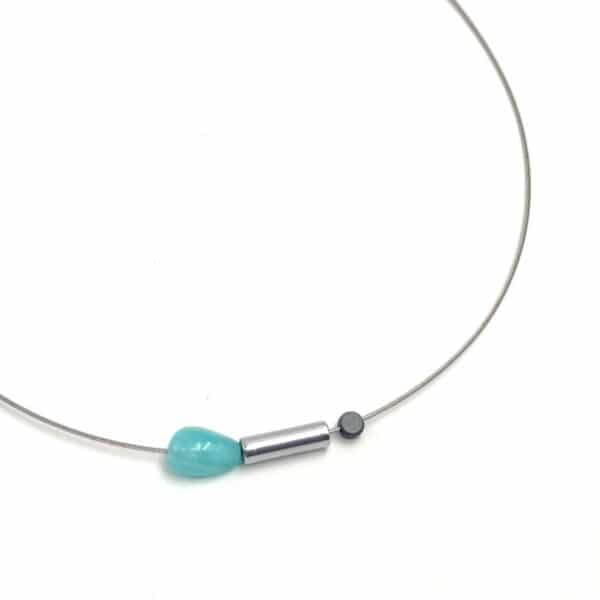 turquoise paste necklace, onyx & hematite
