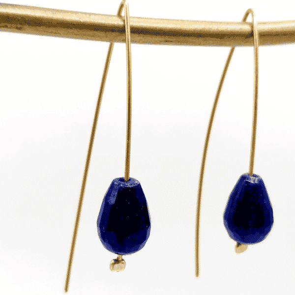blue agate long pendant earrings