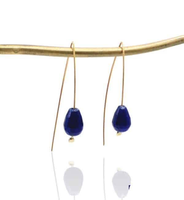 blue agate long pendant earrings