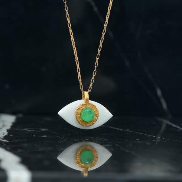 evil eye short necklace with jade stone