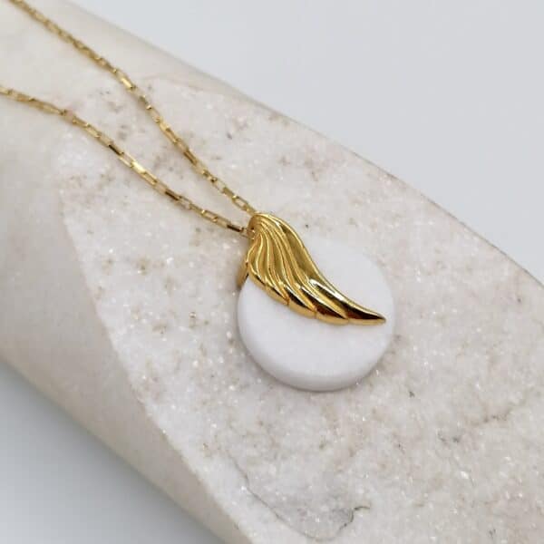 marble necklace - wing of icarus white