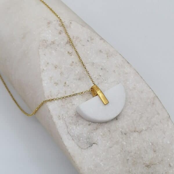 semicircle white marble necklace - epidaurus