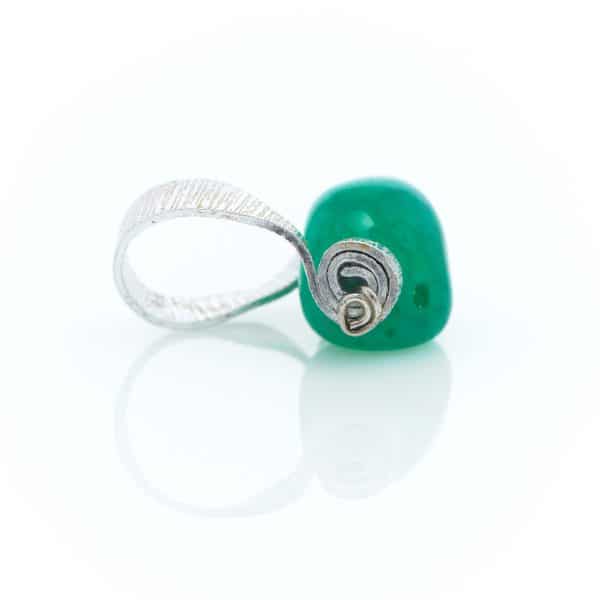 δαχτυλίδι ασημί με πράσινο αχάτη