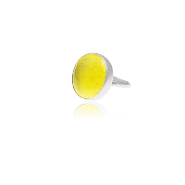 handmade silver ring yellow lemon pastille