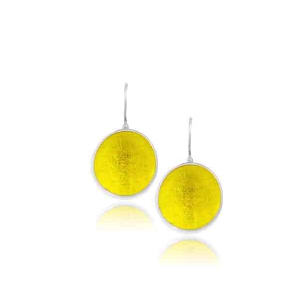 handmade silver earrings with yellow lemon pastille