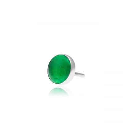 handmade silver ring with emerald green pastille