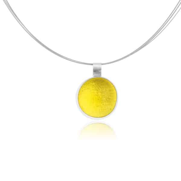 handmade silver pendant yellow lemon pastille