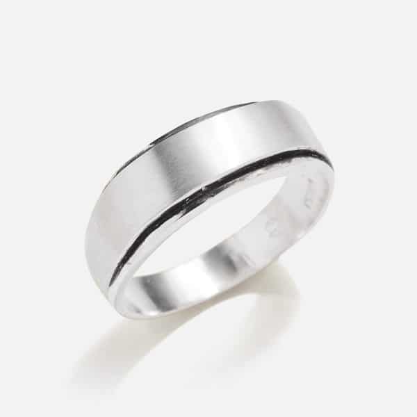 handmade silver men's ring with sagre matte surface