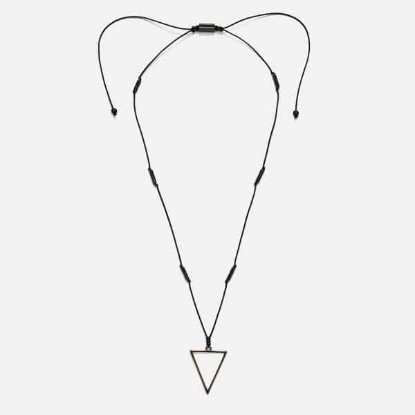 men's handmade necklace with hematite & metal triangle