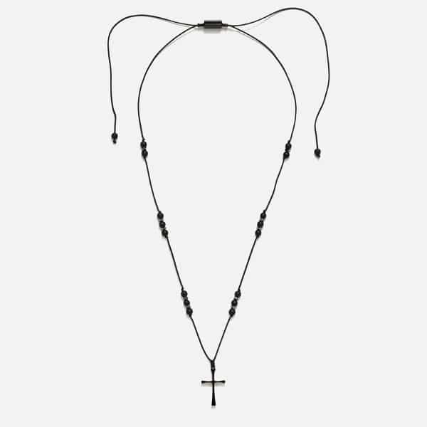 men's handmade necklace with onyx & cross