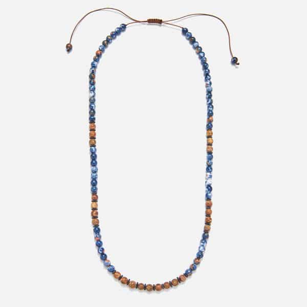men's handmade necklace with bicolor agate