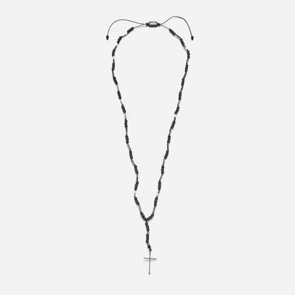men's handmade rosary necklace with onyx & hematite