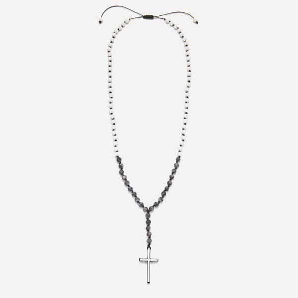 men's handmade rosary necklace with white onyx