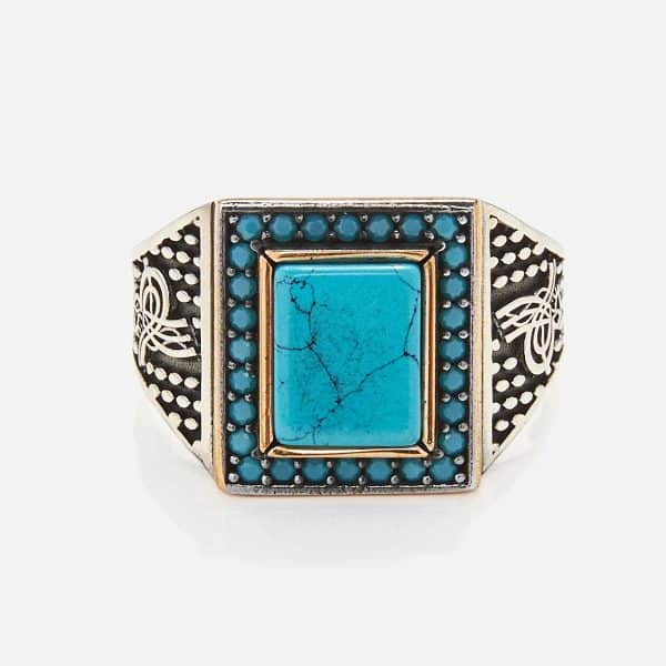 silver men's ring with turquoise