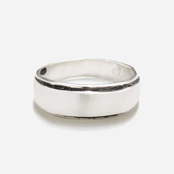 handmade silver men's ring with sagre matte surface