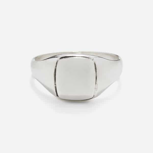 silver handmade square men's ring