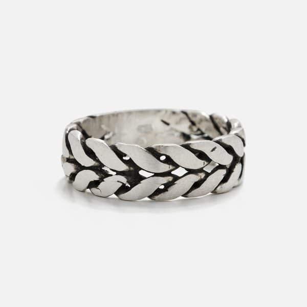 silver handmade men's ring braid