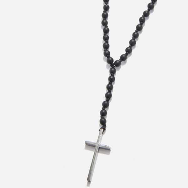 men's handmade rosary necklace with onyx