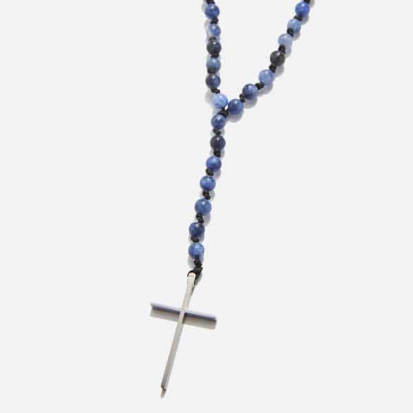 men's handmade rosary necklace with sodalite & haolite