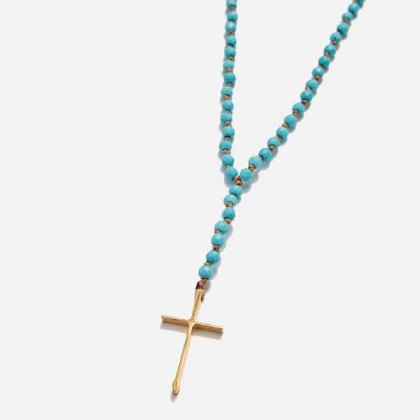 men's handmade rosary necklace with blue jasper
