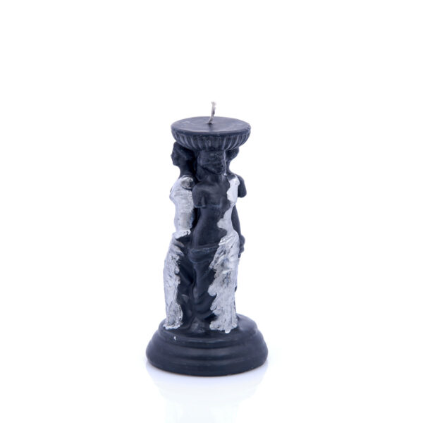 χειροποίητο κερί τριπλή αφροδίτη μαύρο & ασημί