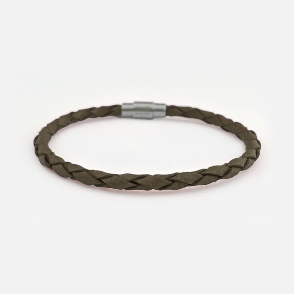 men's handmade olive leather bracelet