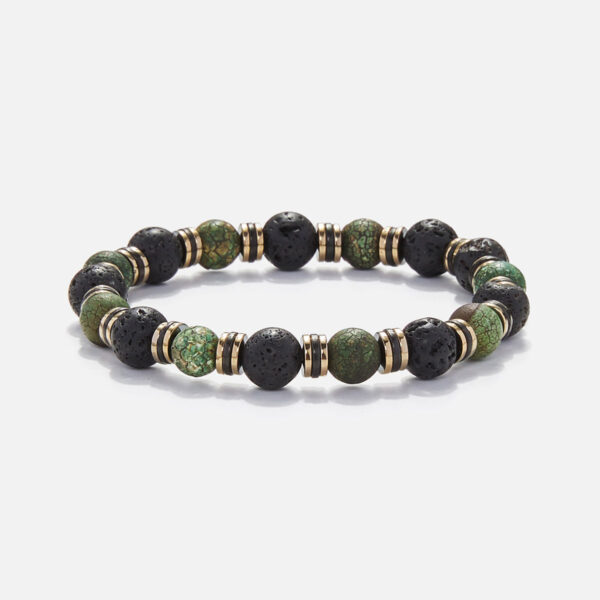 men's handmade bracelet with agate, lava & hematite