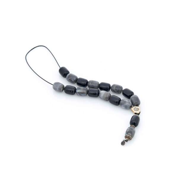 handmade resin worry bead in gray-black shades