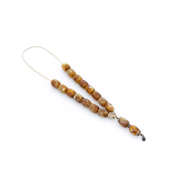 handmade resin worry bead in brown and yellow shades
