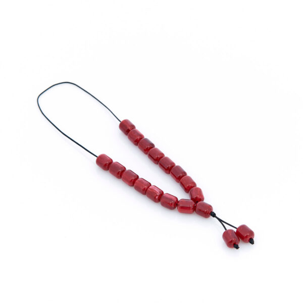 handmade resin worry bead in red shade