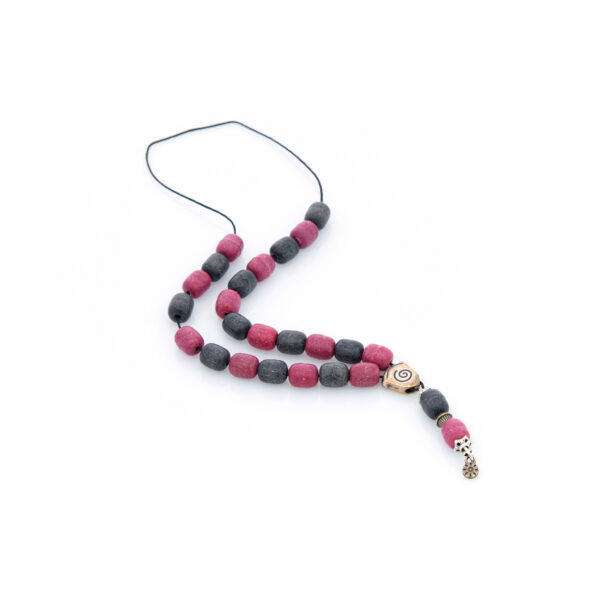 handmade worry bead from livani in red and black shades
