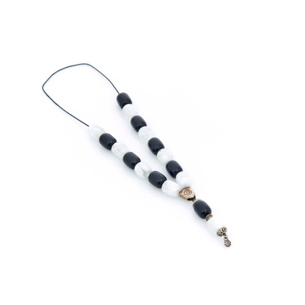 handmade resin worry bead in black and white shades