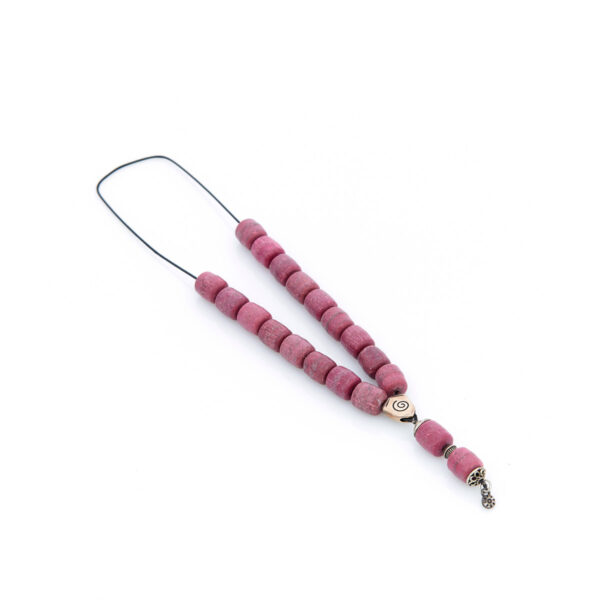 handmade worry bead from incense in red shades