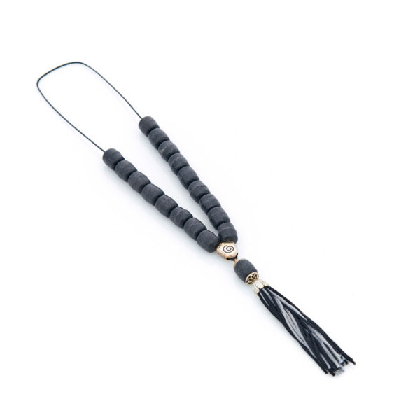 handmade worry beads from livani in black shades with a tassel