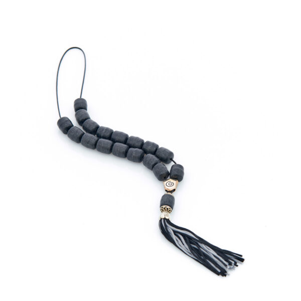 handmade worry beads from livani in black shades with a tassel