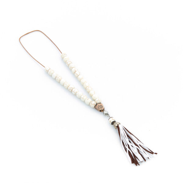 handmade howlite worry bead with tassel