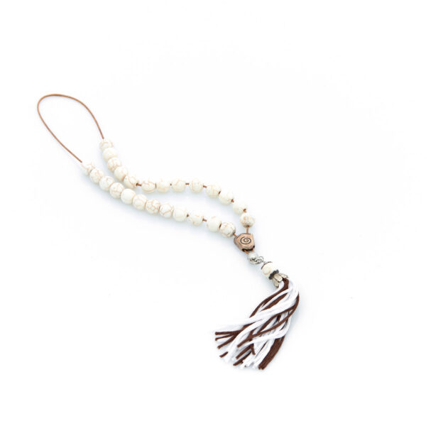 handmade howlite worry bead with tassel