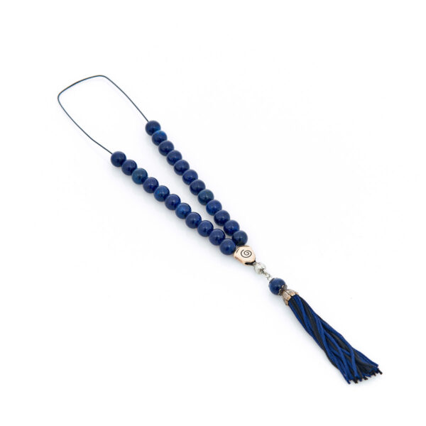 handmade lapis worry bead with tassel