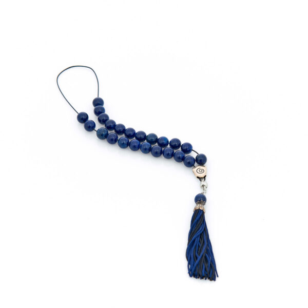 handmade lapis worry bead with tassel