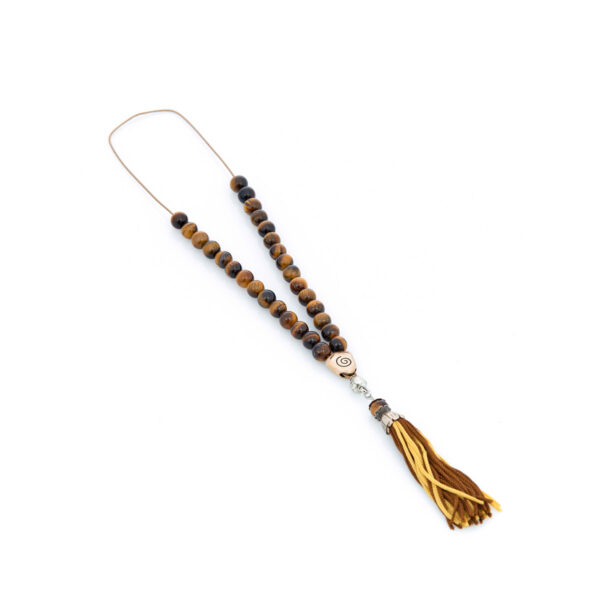 handmade tiger eye worry bead with tassel