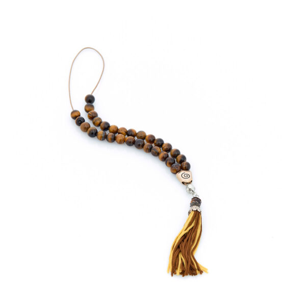 handmade tiger eye worry bead with tassel