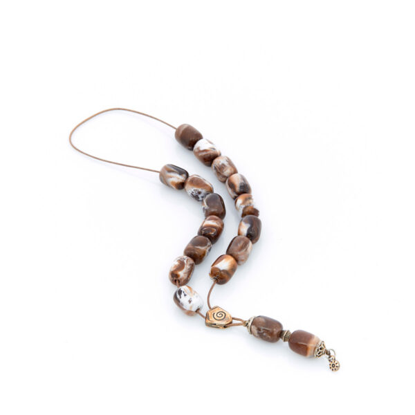 handmade resin worry bead in brown and white shades