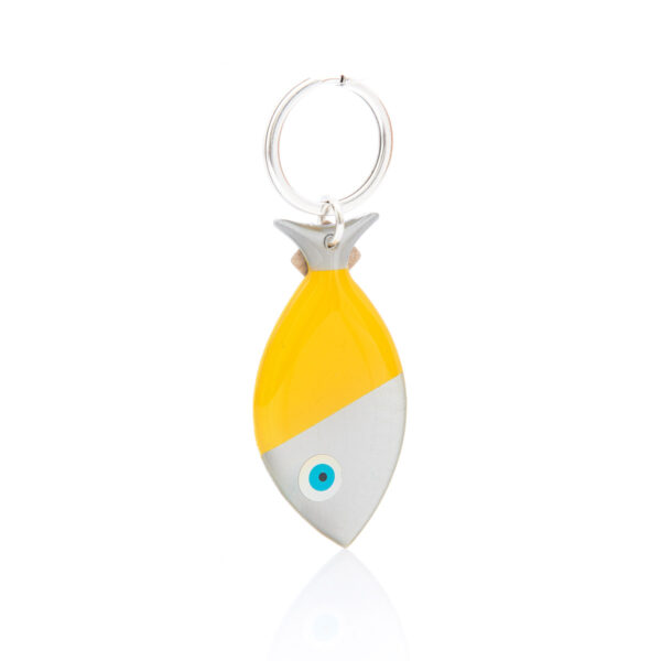 silver & yellow fish keychain